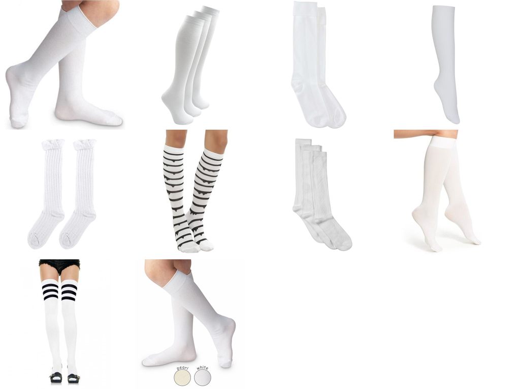 girls white knee high socks