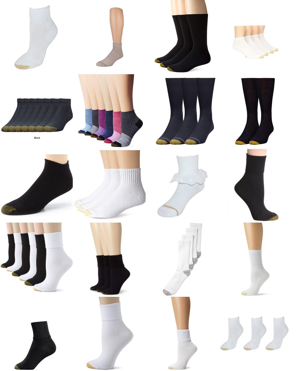 gold toe black ankle socks