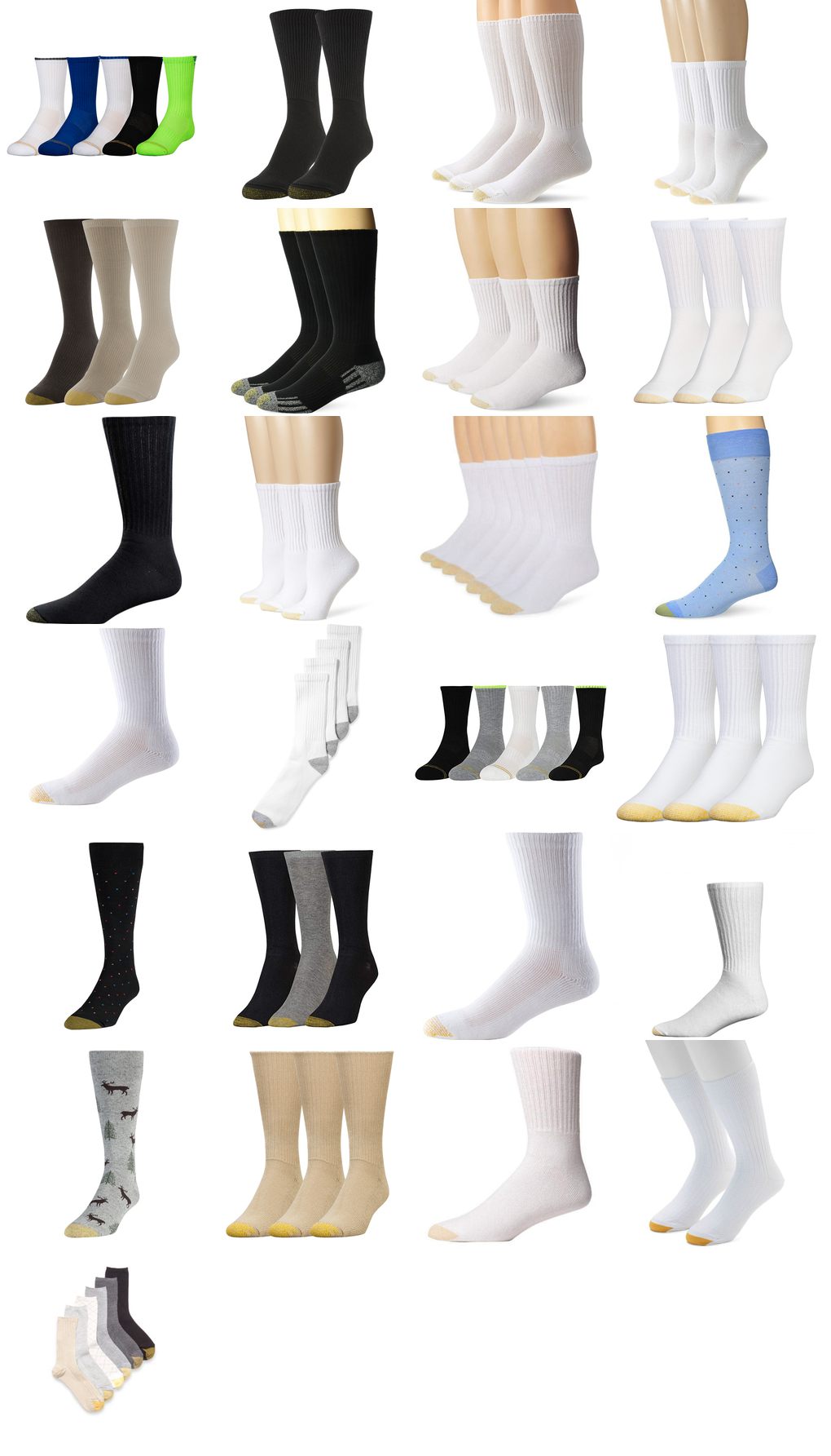 gold toe crew socks white