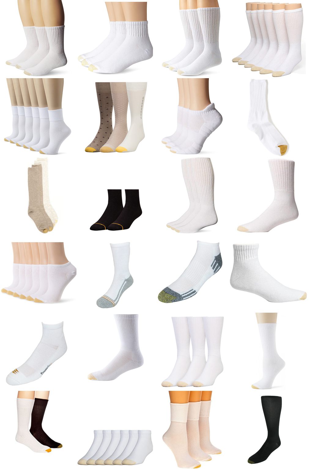 gold toe white socks