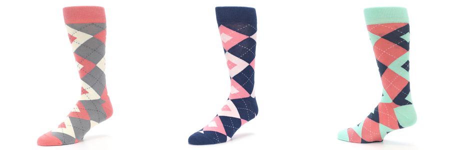 mens coral argyle socks