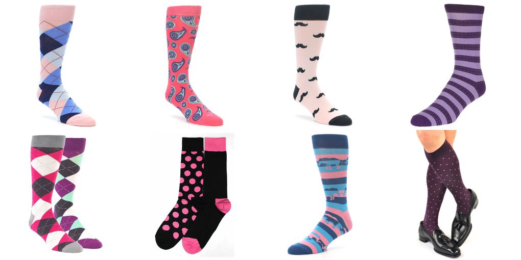 mens pink dress socks