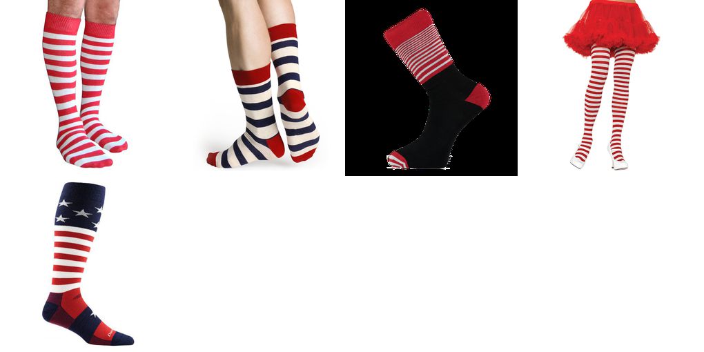 mens red and white striped socks