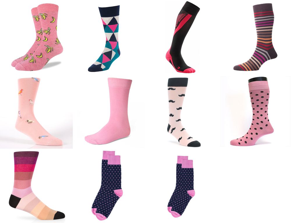 mens socks pink