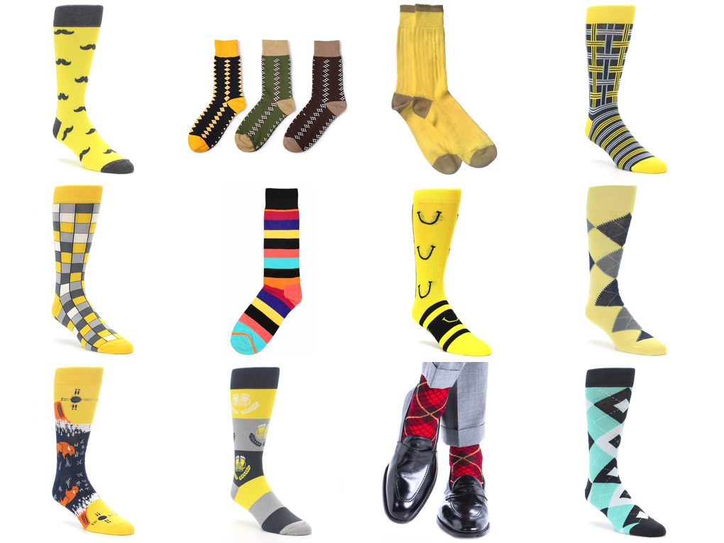 mens yellow dress socks