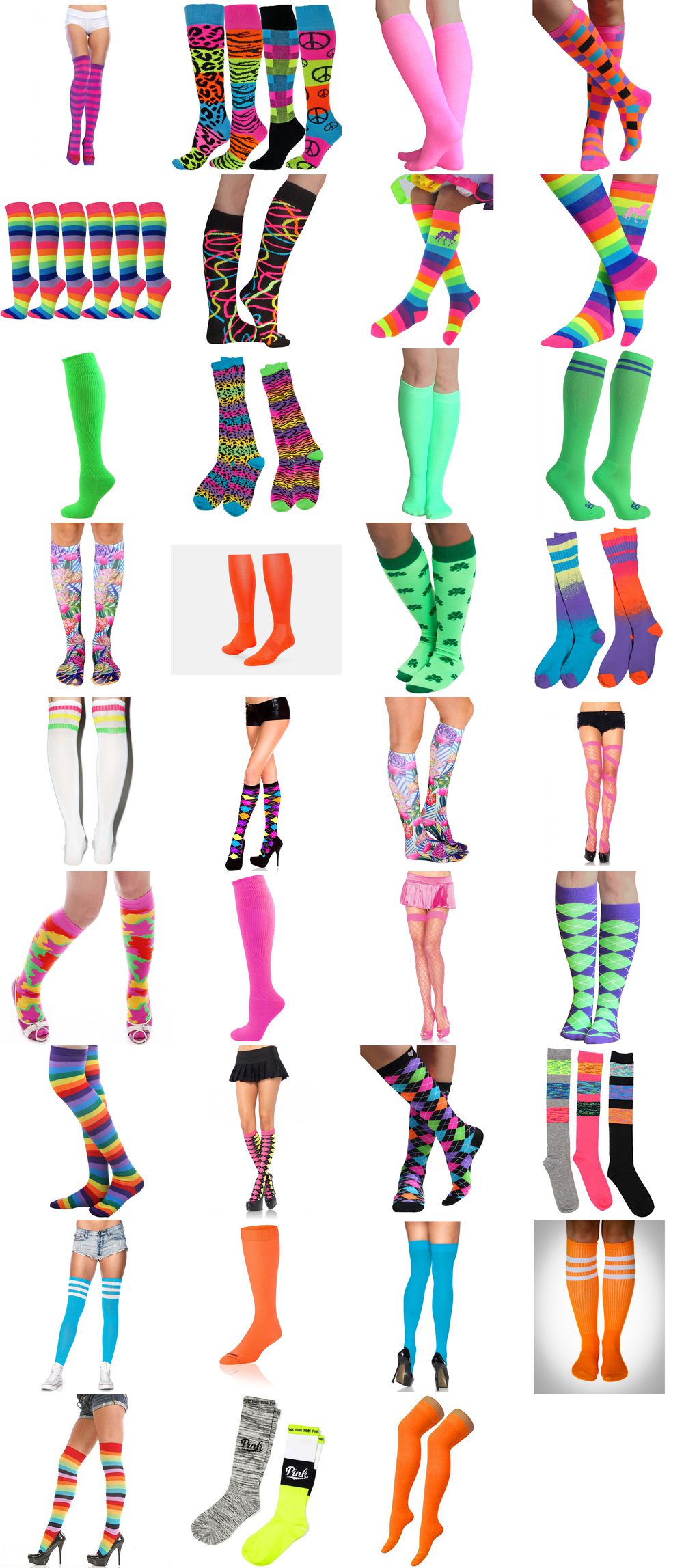 neon knee high socks