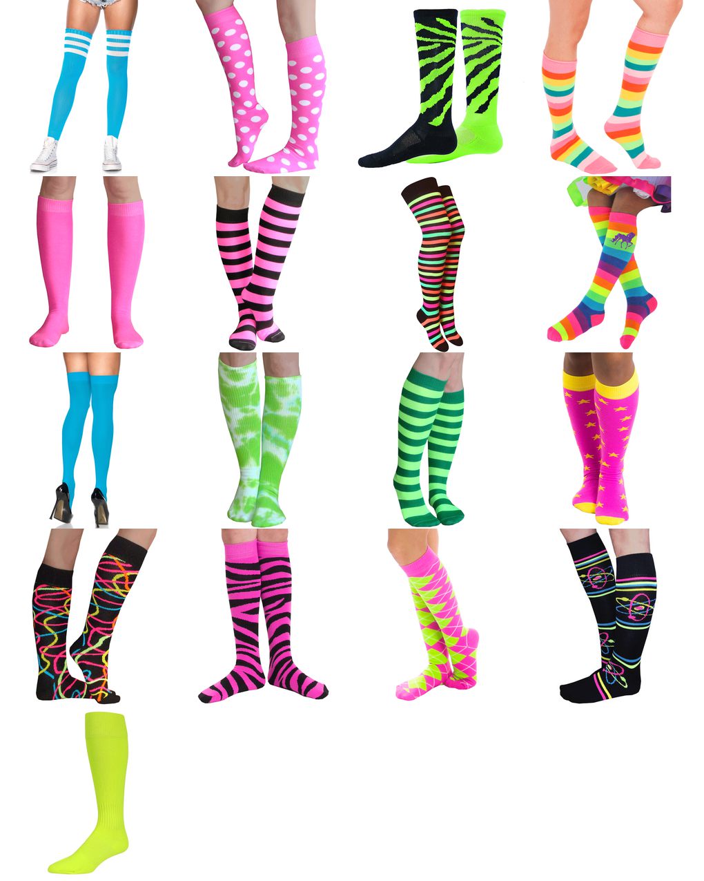 neon tall socks