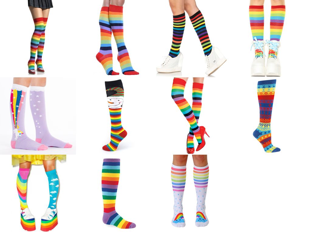 rainbow knee high socks