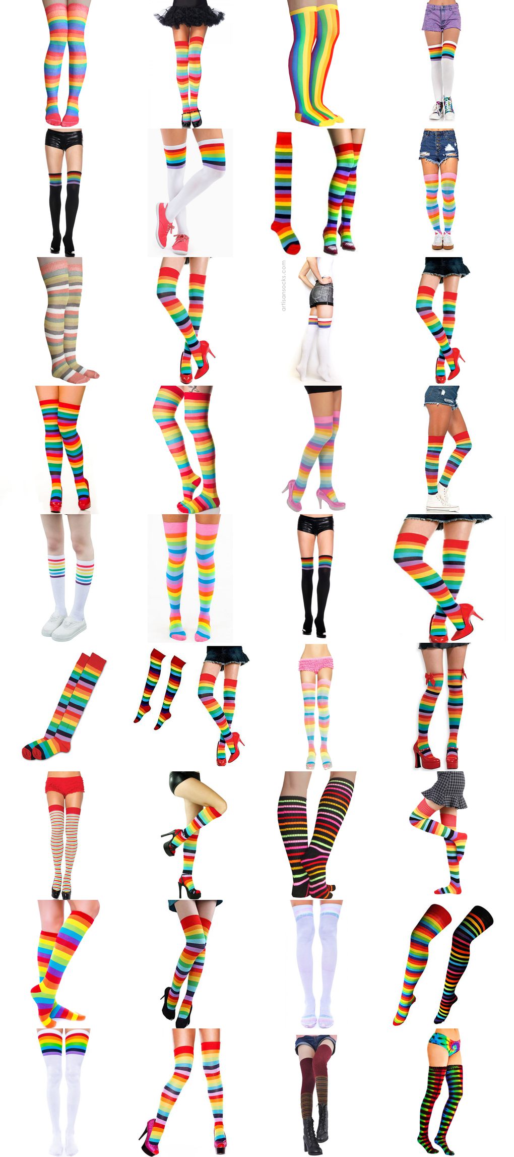 rainbow thigh high socks