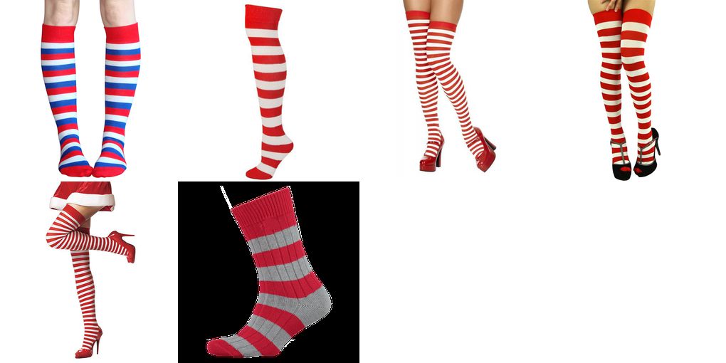 red and white striped socks